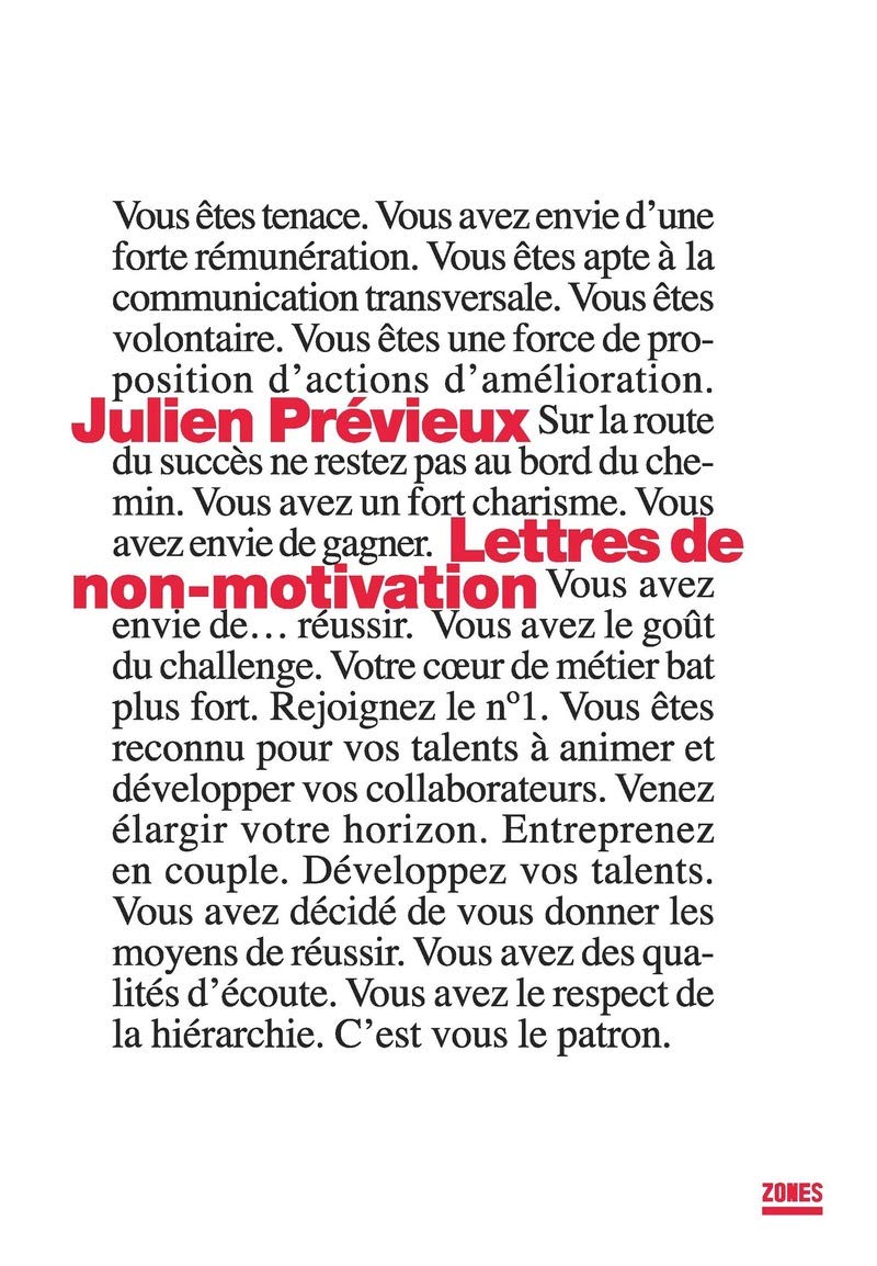 jaquette album Lettres de non-motivation