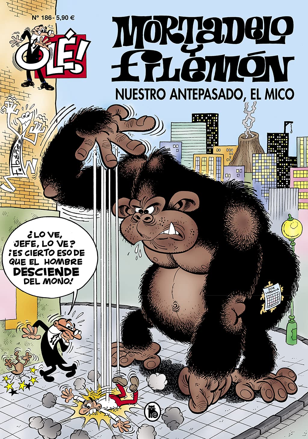 jaquette album Mortadelo y Filemón. Nuestro antepasado, el mico (Olé! Mortadelo 186)