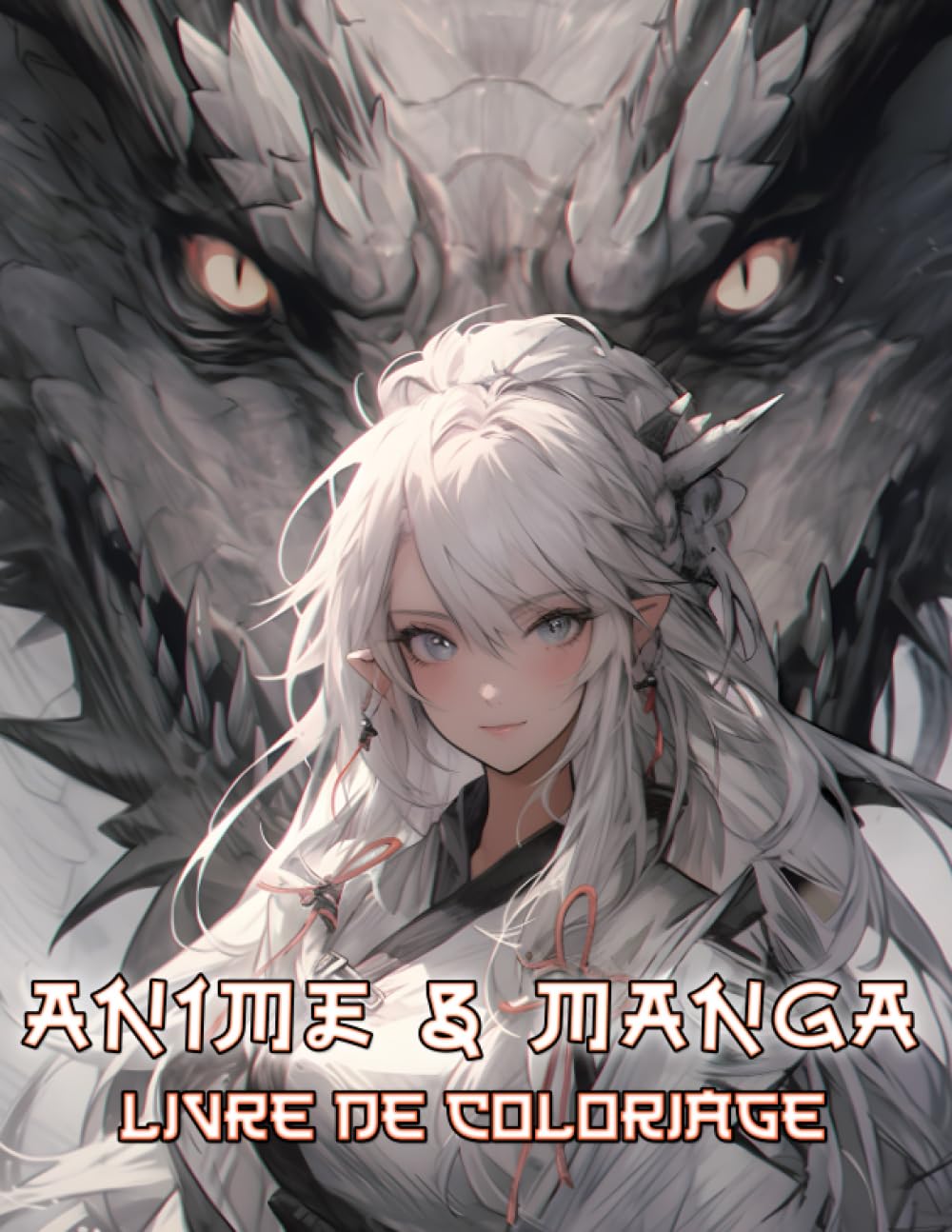 jaquette livre Livre De Coloriage Anime & Manga: Plongez-vous dans l'univers captivant des adorables filles kawaii, portraits japonais, où les dragons, les oiseaux, ... d'autres éléments coexistent harmonieusement.