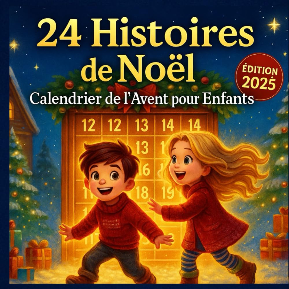 jaquette album Calendrier de l’Avent pour Enfants : 24 Histoires de Noël: Livre de l’Avent avec Contes, Coloriages et Défis Magiques pour Noël