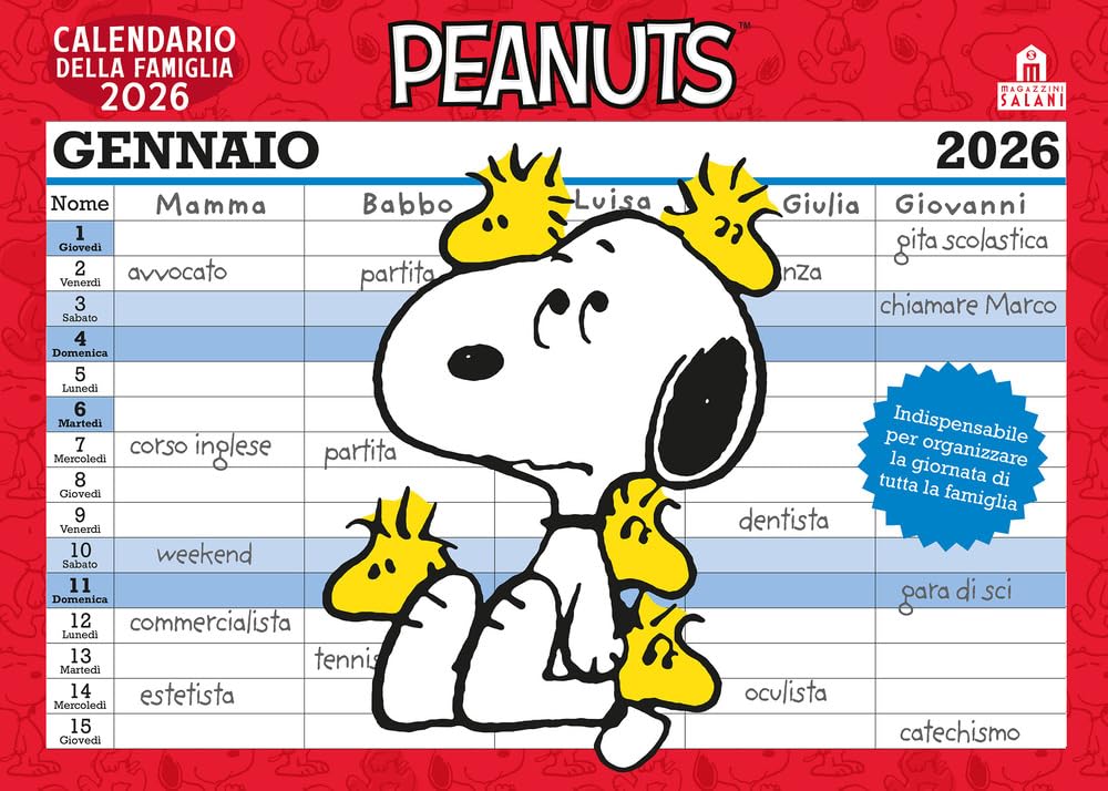 jaquette album Peanuts. Calendario della famiglia 2026