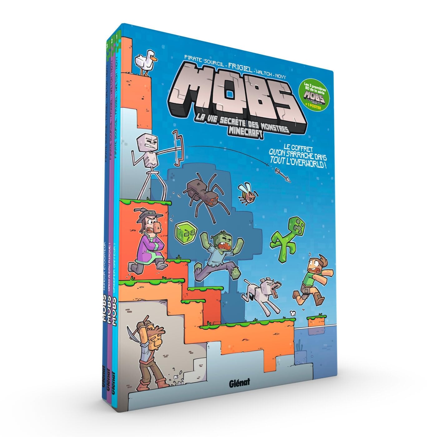 jaquette album MOBS, La vie secrète des monstres Minecraft - Coffret Tomes 01 à 03