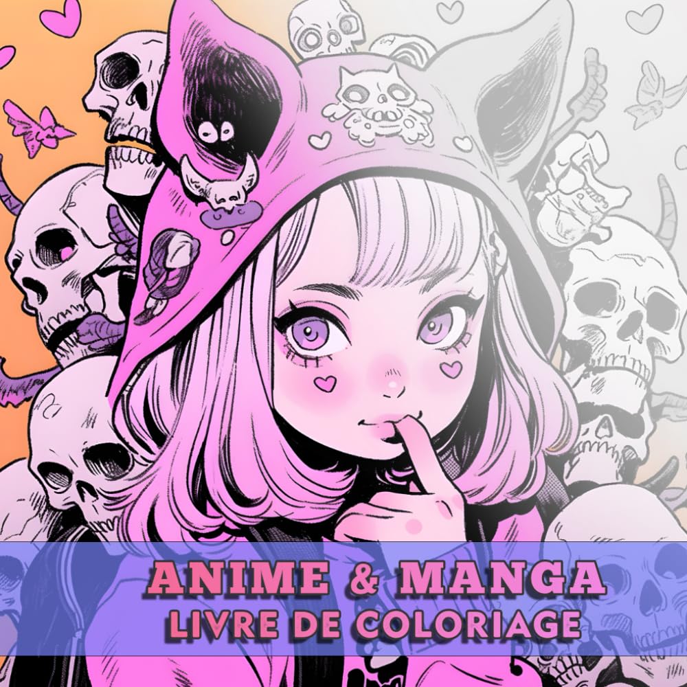 jaquette album Livre De Coloriage Anime & Manga: Un livre grand format regroupant de nombreux dessins de personnages célèbres d'animes et de mangas, spécialement destiné aux adolescents, aux enfants et aux adultes