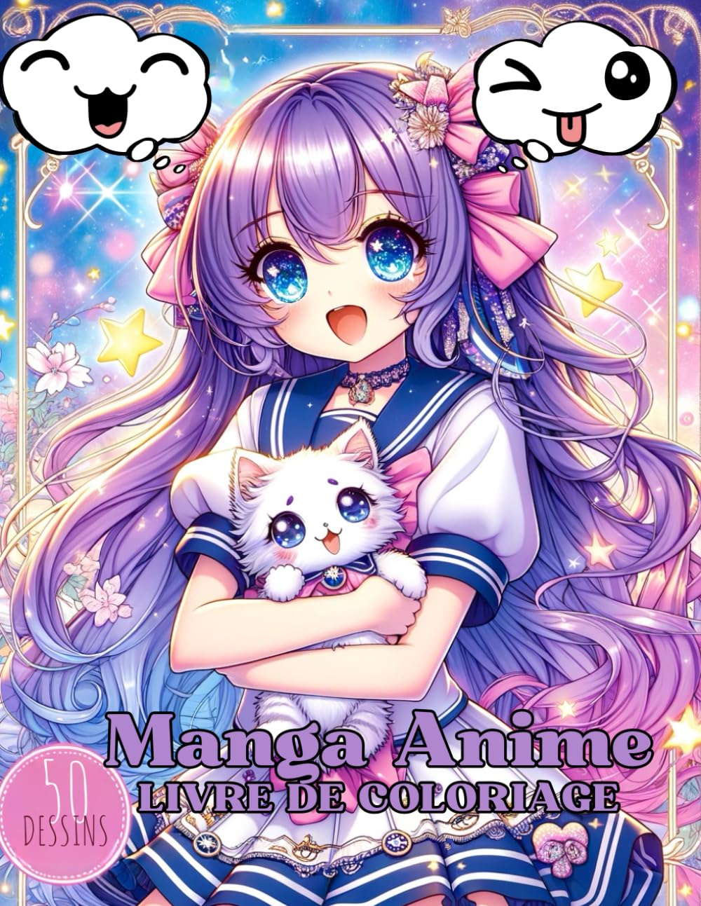 jaquette album Manga Anime Livre de Coloriage pour filles de 8 - 12 ans: livre manga comme cadeau pour les filles | 50 dessins pour colorier et se détendre