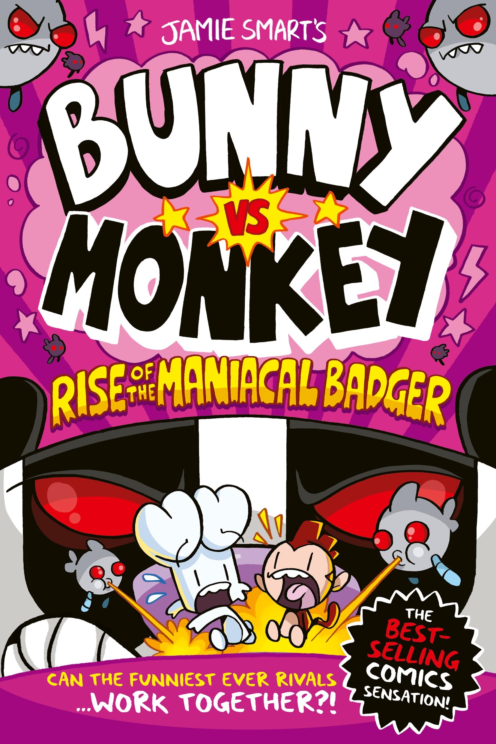 jaquette album Bunny vs Monkey: Rise of the Maniacal Badger (from the multi-million-selling creative genius Jamie Smart)