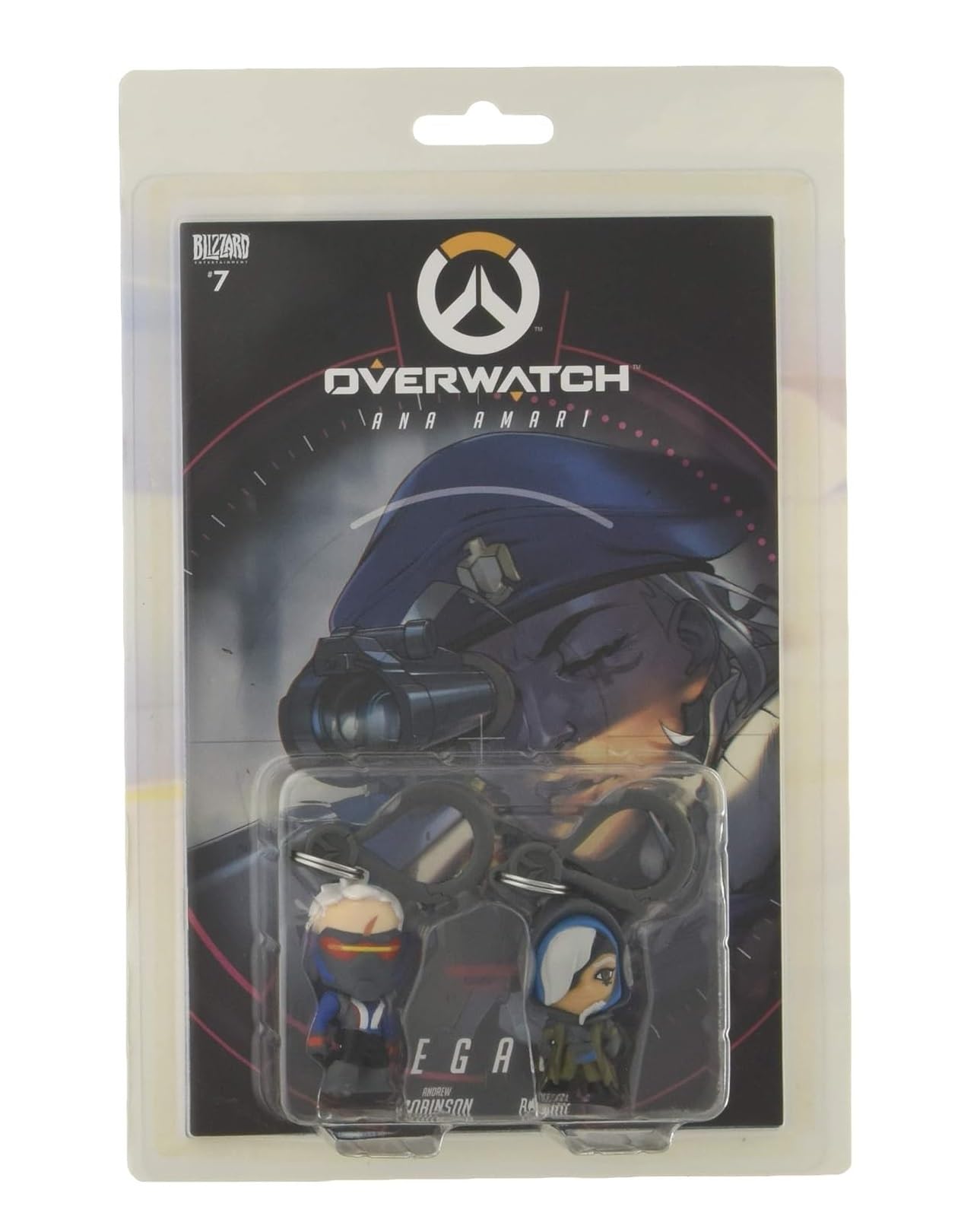 Ana Amari and Soldier 76 Comic Book and Backpack Hanger Two-pack